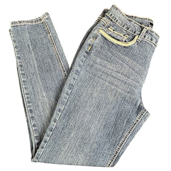 Roz & Ali Jeans Women Size 8 Blue Embroidered Pockets Y2K Mid Rise Ankle Denim - Picture 6 of 11